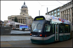 Un tranvía en Nottingham